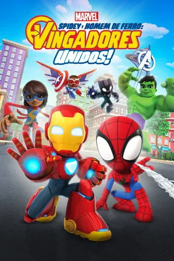 Pôster de Spidey e Homem de Ferro Vingadores em Equipe